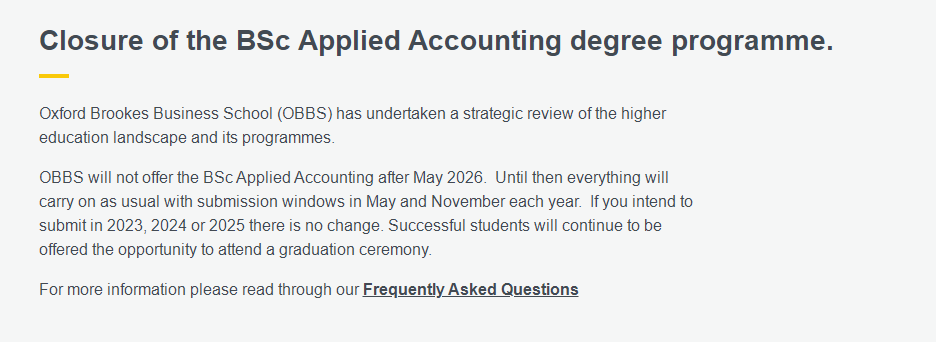 重大消息！ACCA牛津布魯克斯大學(xué)（OBU）學(xué)位將停止申請(qǐng)！ 