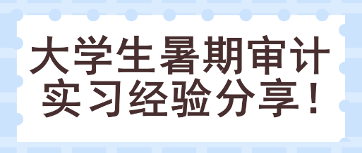 大學(xué)生暑期審計實習(xí)經(jīng)驗分享！