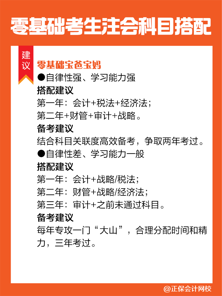 不同情況的零基礎(chǔ)考生備考注會(huì)建議這樣進(jìn)行科目搭配！